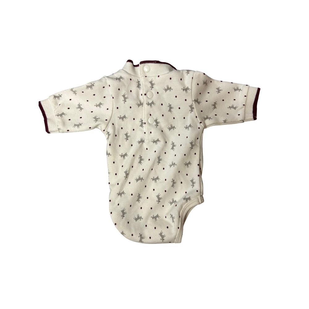 Gymboree Reindeer Bodysuit Baby Preemie Cream Grey Vintage 1999 Mock Neck Y2K - Picture 2 of 5